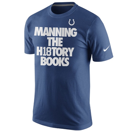 NFL Peyton Manning Indianapolis Colts Nike History Books Name & Number T-Shirt - Royal